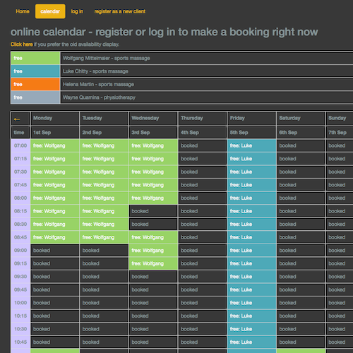 booking calendar